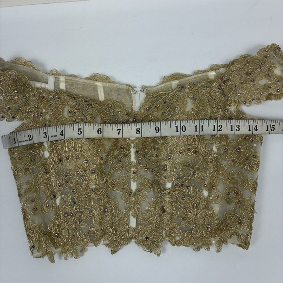 Sherri Hill Gold Formal Wear Top Sz 00 XS Beaded Pageant Prom - Picture 11 of 12